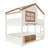 Full Size Bunk Bed/Loft Bed with Bookshelf, House Design, High-Quality Safety Fencing,Beige & Natural-2069021745-2069021748