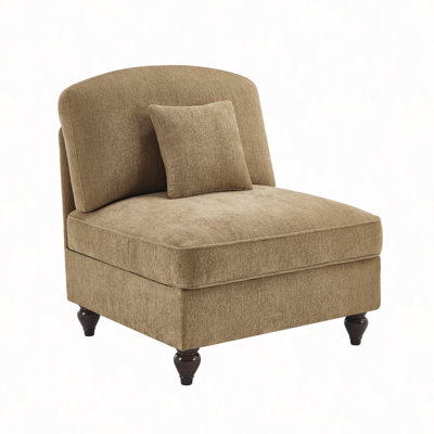 Armless Sofa Chenille W/1 Pillow