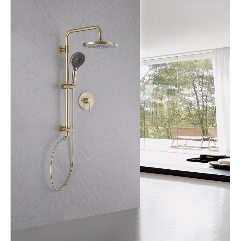 Pomme de douche réglable avec valve brute, Or