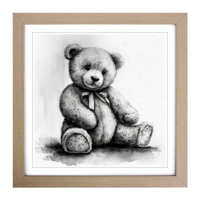 Teddy Bear Ink Wash - Single Picture Frame Print on Wood