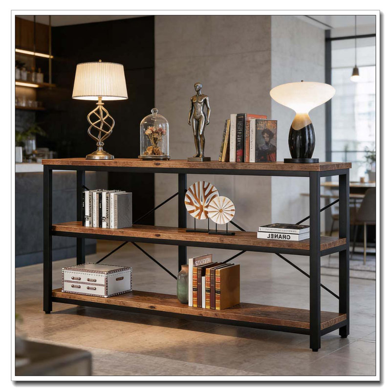 Console, canapé, Noir, brun rustique