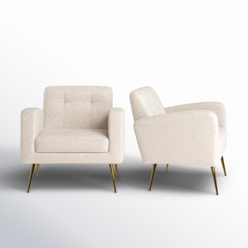 Alixon 29'' Wide Tufted Armchair, Beige Boucle