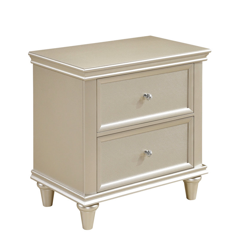 Table de chevet argentée avec glissières à roulement pour un style moderne 2