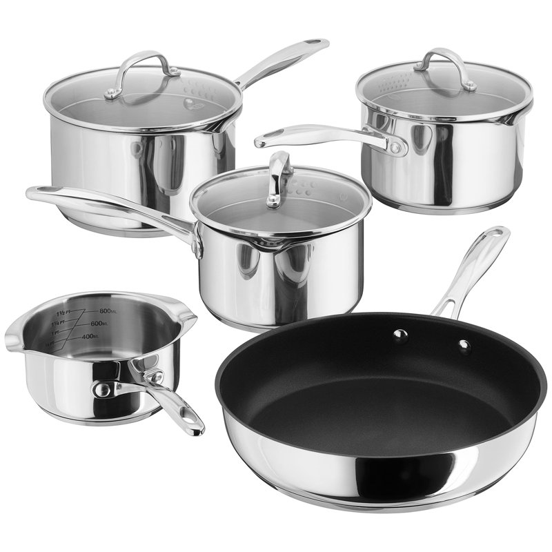 Stellar 7000, 5 Piece Stainless Steel Cookware Set with Draining Lid
