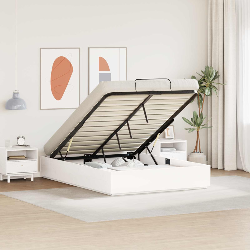 Solid Wood Bed Frame, 140 x 190cm, White