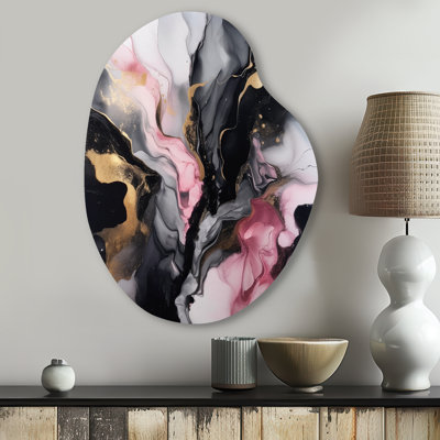 Harker - Irregular Shape Abstract Marble Metal Wall Art, Asymmetrical Metal Wall Sculpture Print