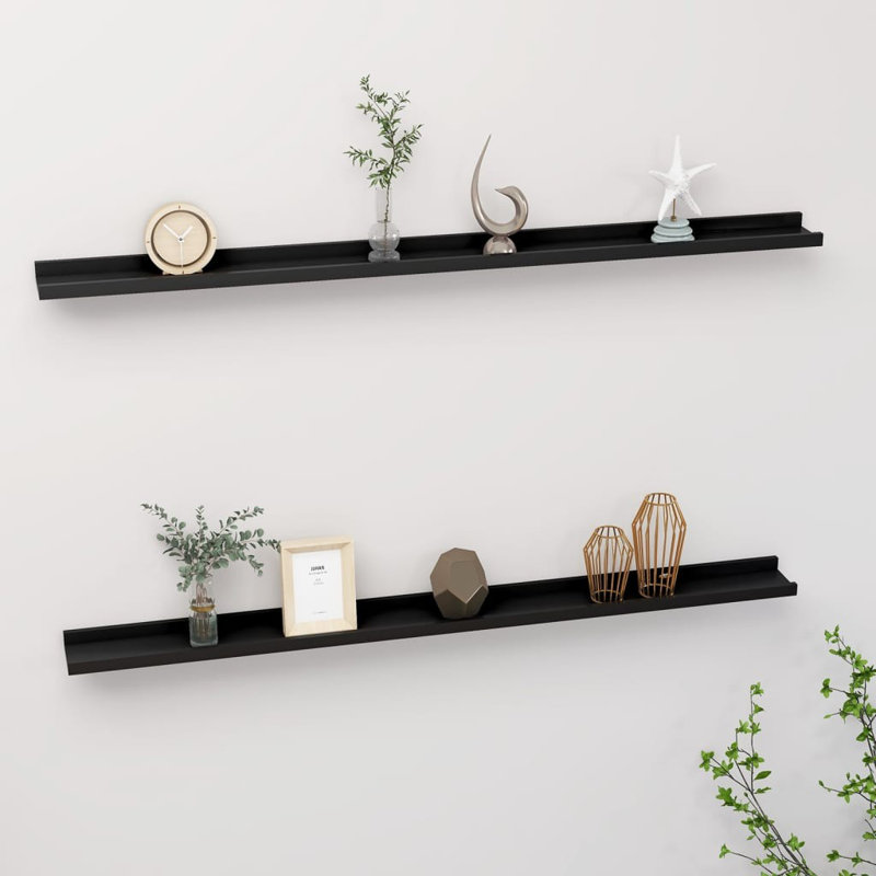 Wall Shelf Floating Shelf Wall Mounted Display Shelf for Photo Frame, 1.2" H x 45.3" W x 3.5" D, Black