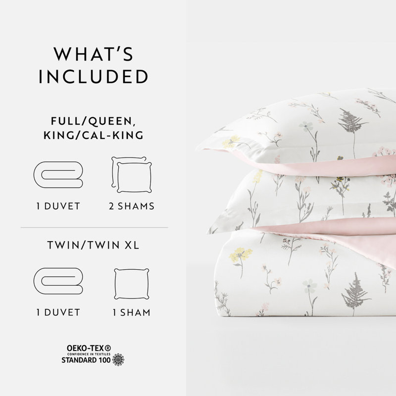 Ensemble de housse de couette en microfibre à motif de literie ultra douce en fleurs sauvages