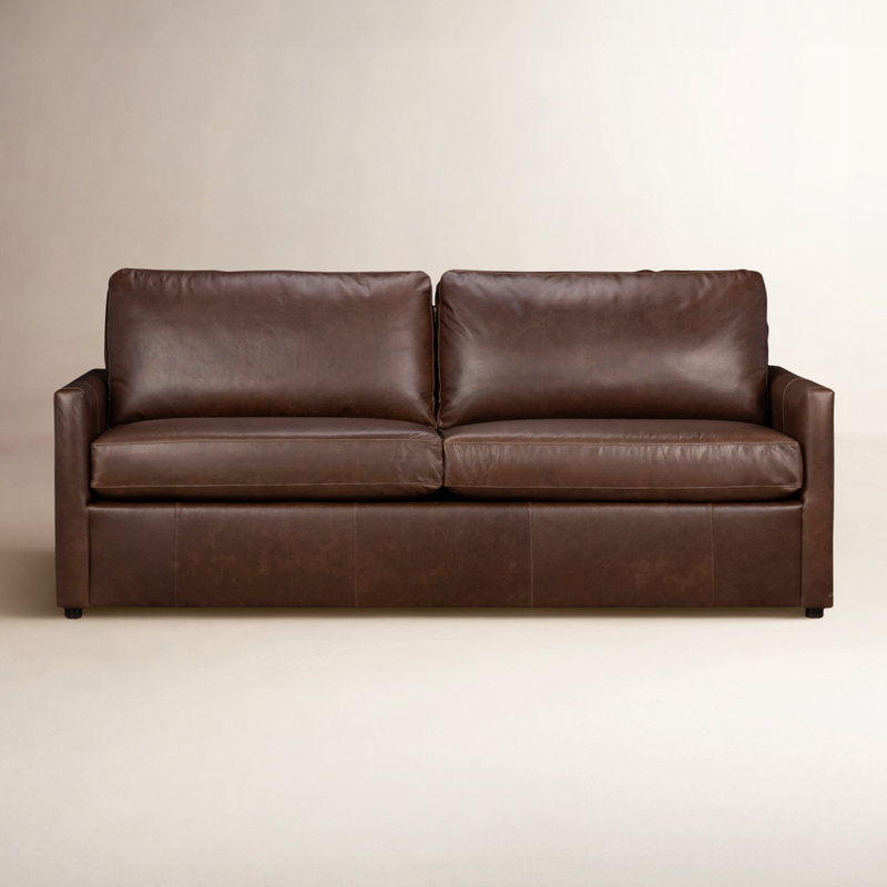 Savannah Upholstered Sofa, Cordoba Army Green Top Grain Leather