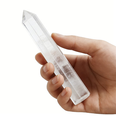  5.91 Inch High-Clarity Clear Smelted Quartz Hexagonal Point Tower - Hand-Polished 15cm Single Terminated Pillar Sculpture for Modern Tabletop Decor