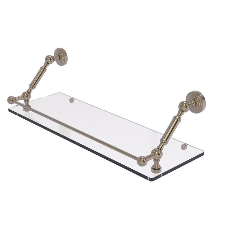 Tablette flottante avec barre de galerie hertzler, Étain antique, H 7,3 po x l 24 po x P 8,6 po