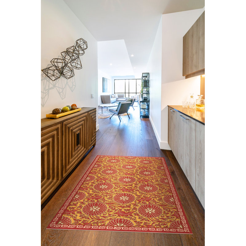 Alessandro Vinyl Floral Indoor Rug, Rectangle 4' x 6'