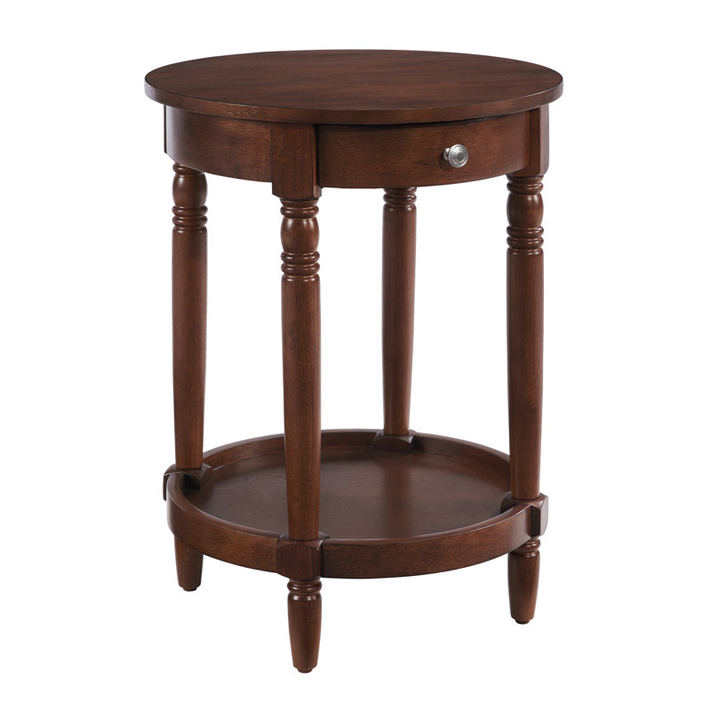 Table de bout ronde 18 po avec tablette Mayall, Brun