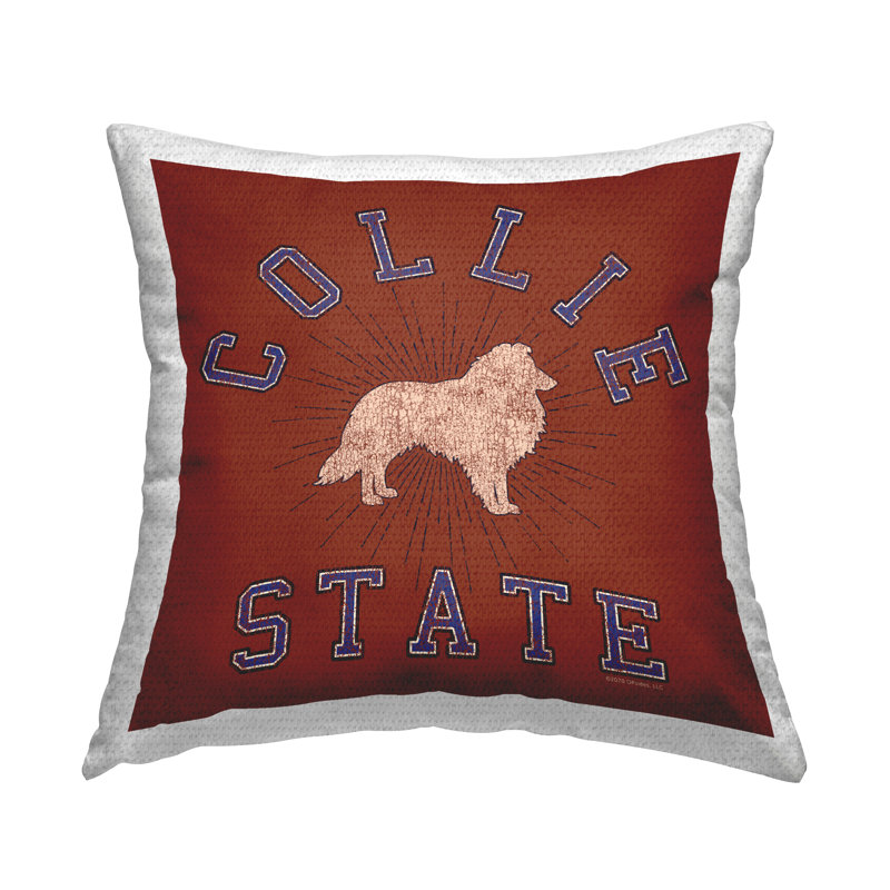 Coussin d'extérieur imprimé Vintage State Collie State par Spirit Animals / Life Is High