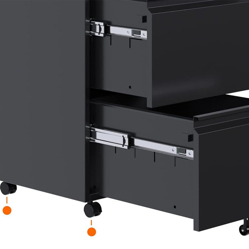 Metal 2 Drawer Mobile File Cabinet with Lock, Featuring simple stylish Filing Cabinet, 25.6''H Letter Size Files Storage Cabinet,Black