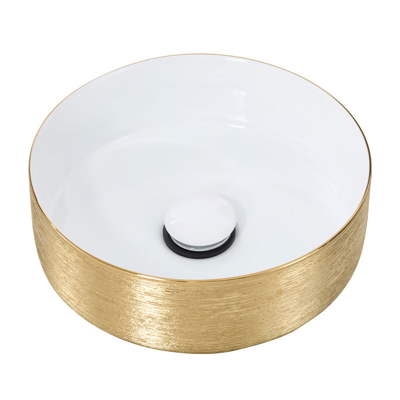 Metro Lane 31mm L x 31mm W Gold Ceramic Circular Sink