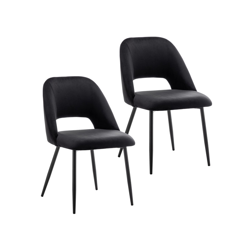 Vendrina Velvet Dining Chair with Steel Legs, Black
