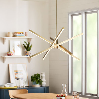 Burcker 4 - Light Aluminum Dimmable LED Modern Linear Chandelier