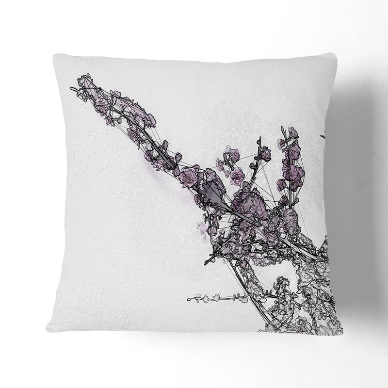 Cherry Blossom Tree Cushion with Filling, White, 55cm H x 55cm W x 20cm D