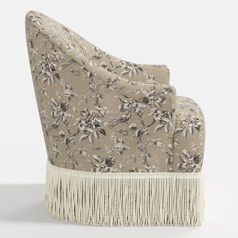 Marie Swivel Chair, Michigan Bird Toile Sand