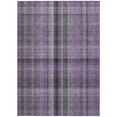 10' X 14' Purple Plaid Washable Non Skid Indoor Outdoor Area Rug