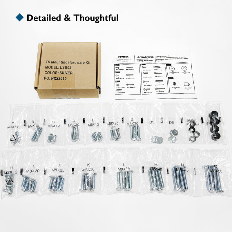 Universal Tv Mounting Hardware Kit, Silver
