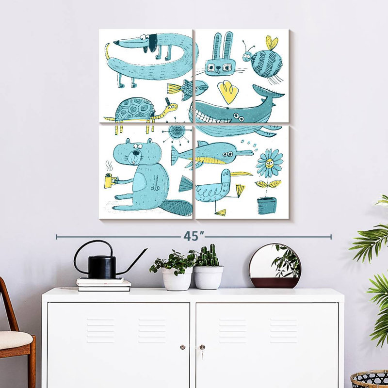 Blue Doodles, 32" H x 32" W