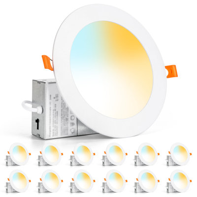 12 Pack 4" Selectable Colour Temperature LED Recessed Lighting 5CCT Retrofit Dimmable Ceiling Lights