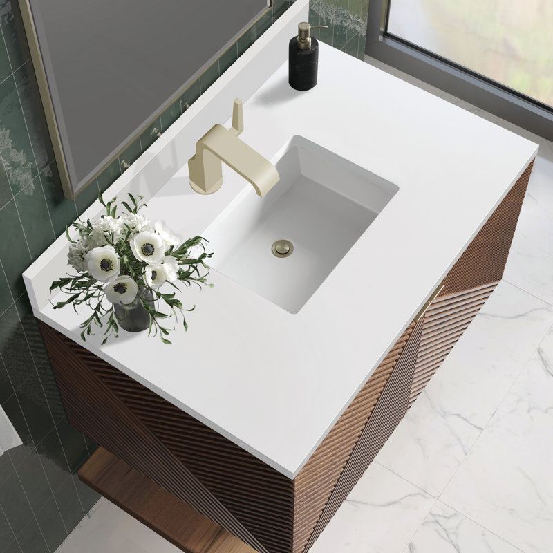 Marcello 36'' W Single Vanity, White Zeus, Single-Hole
