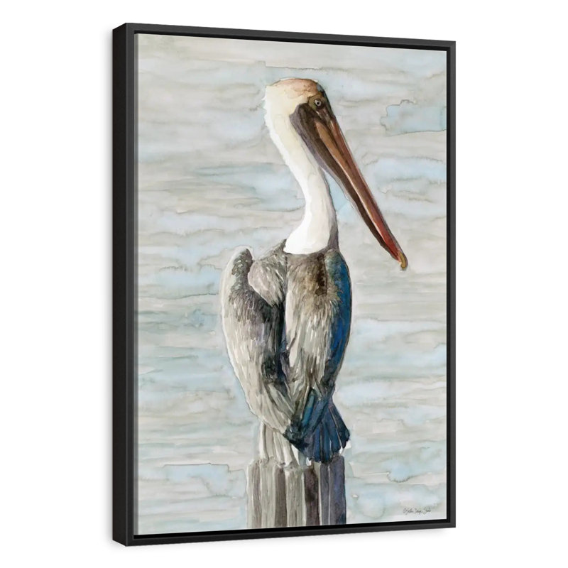 Pélican brun classique, Cadre flottant noir, 27 po x 40 po