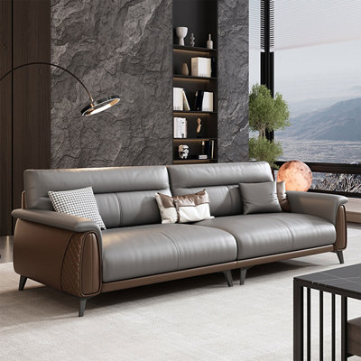 Canapé modulaire gris en similicuir