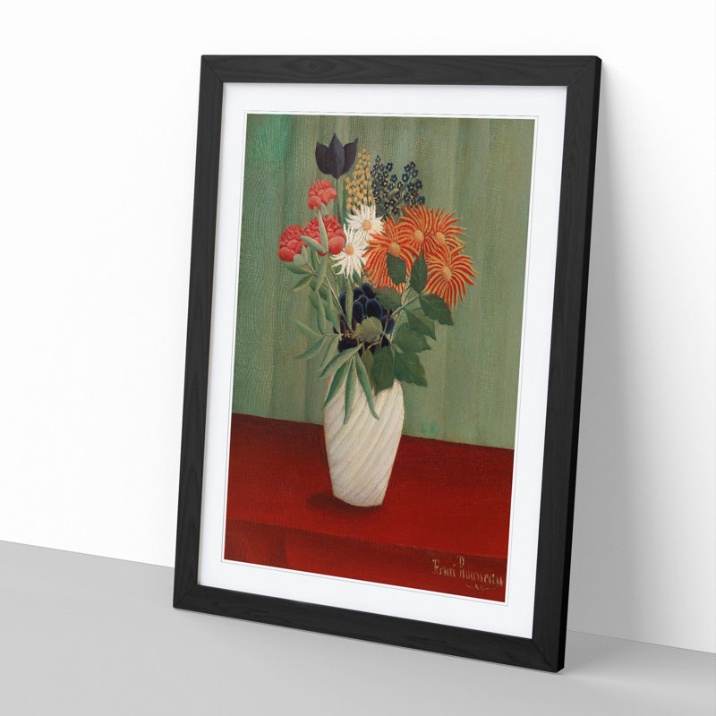 Bouquet of Flowers Vol.2 by Henri Rousseau - Picture Frame Painting, 65cm H x 48cm W x 2cm D, Black
