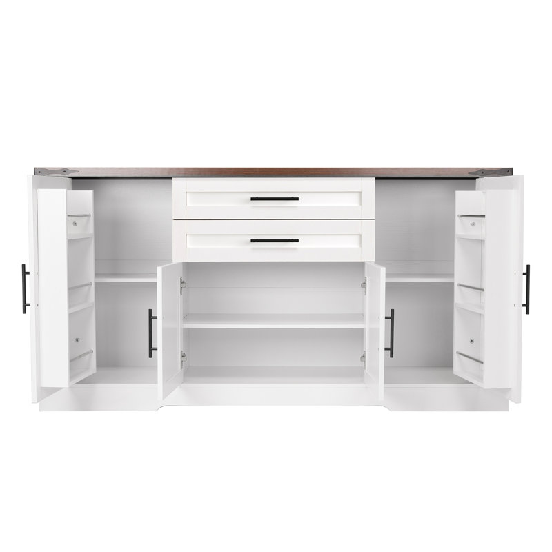 Armoire de rangement 63 "avec 2 tiroirs et porte, Blanc