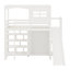 Lit mezzanine en bois avec garde-robe, tablettes de rangement, glissoire et DEL