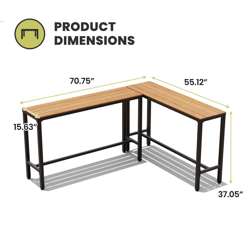 Table de bar Arboleya, H 37,09 po x l 70,75 po x P 55,12 po, Brun