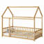 Lit en bois avec structure de toit et garde-corps de sécurité-1030719488