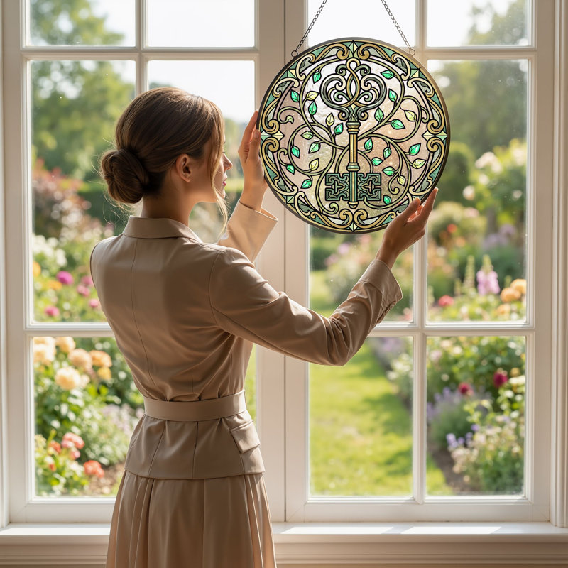 Panneau de vitrail Celtic Key ， 7,8H, H 7,8 po