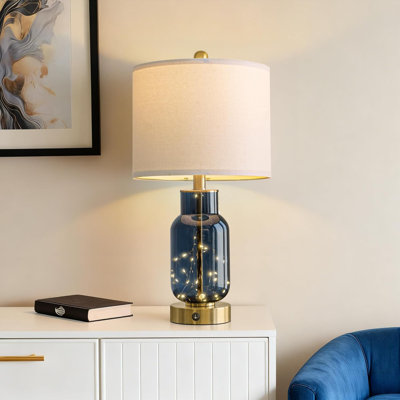 22" Glass Table Lamps Set of 2