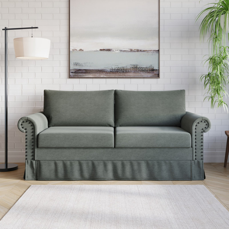 Canapé à accoudoirs roulés Erida, Polyester gris