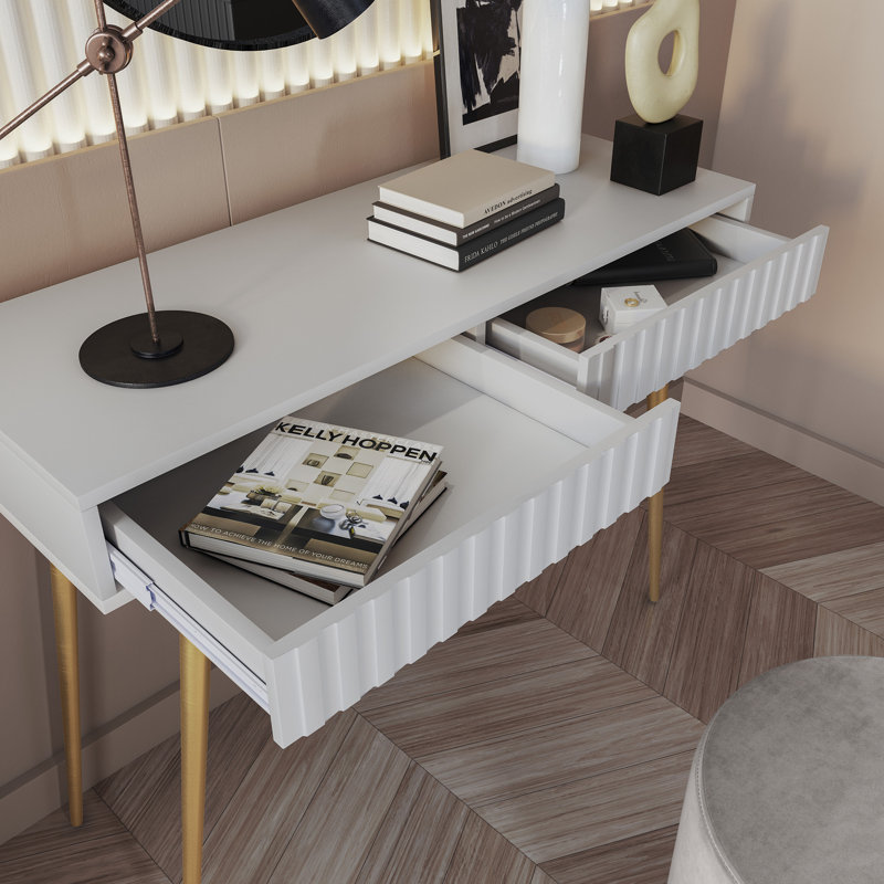 Stobie Dressing Table, White/Gold