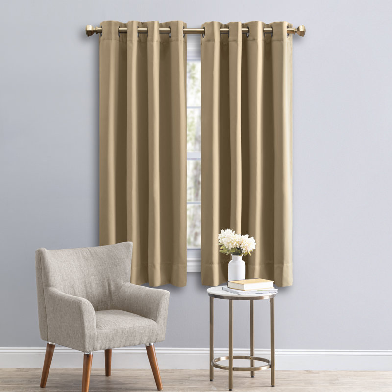 Ardelle Blackout Single Curtain Panel, 56" W x 54" L, Sand with Antiqued Bronze Grommets