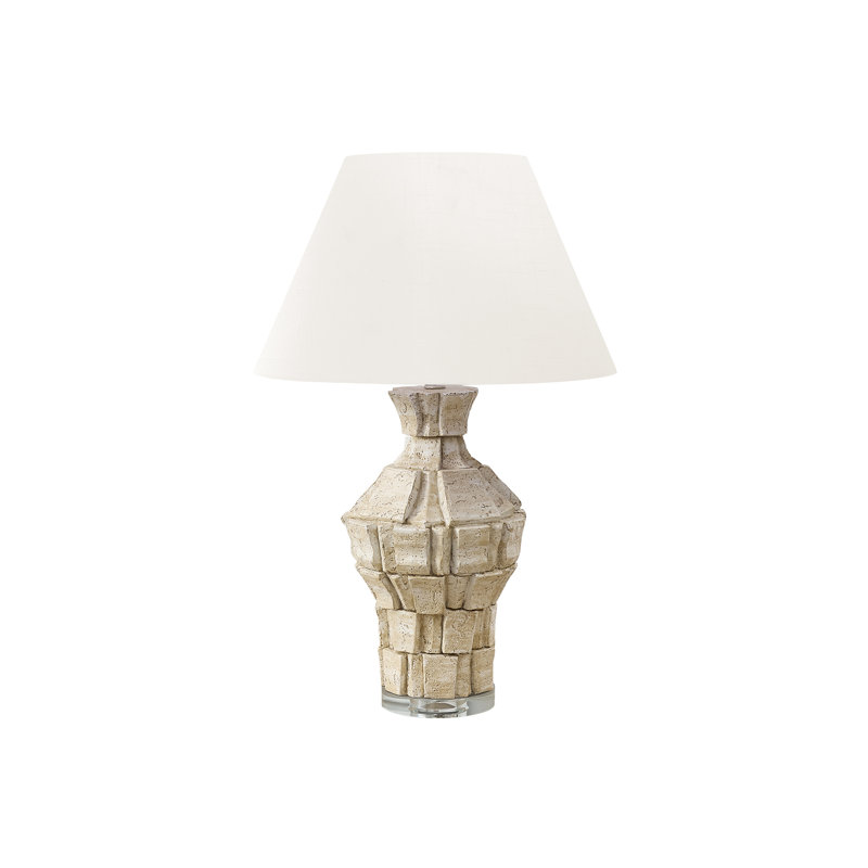Lighting, 28 po, lampe de table, résine, abat-jour ivoire / crème, contemporain, moderne, Beige