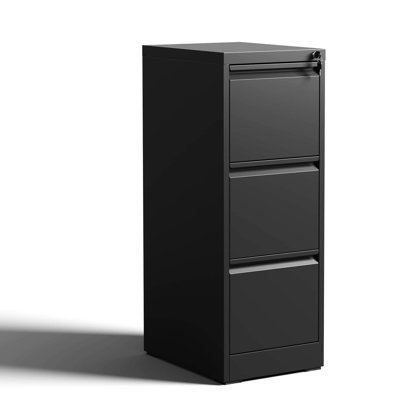 Classeur vertical verrouillable en métal, 3 tiroirs, rangement pour le bureau / la maison, acier, tiroir verrouillable à extension complète facile d'accès, construction solide, inclinable, extension, convient au bureau / à la maison, permet de ranger des documents de format A4 / légal / lettre
