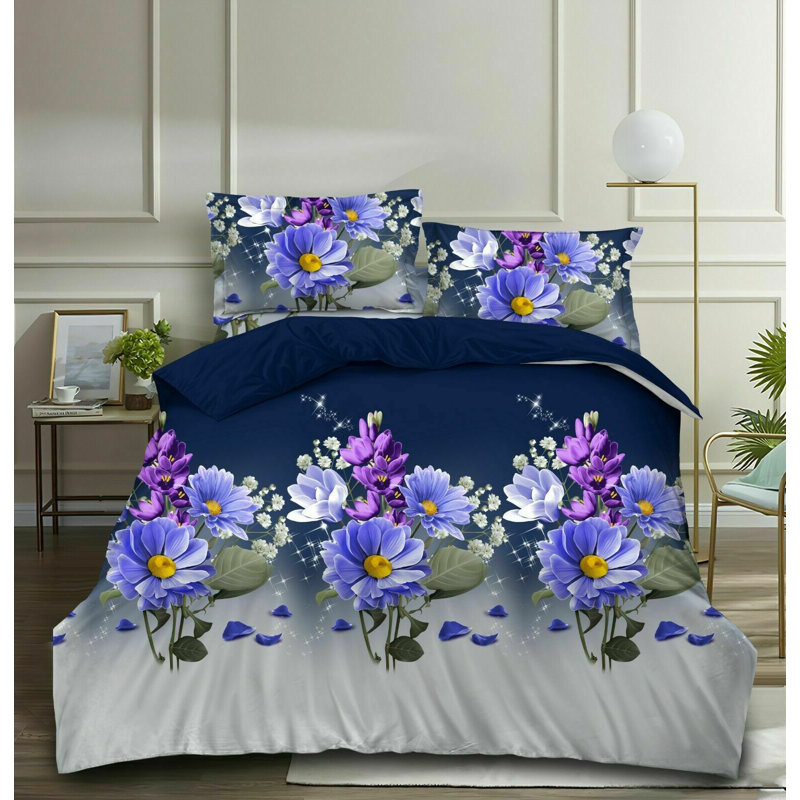 Morawa Polyester Floral Duvet Cover Set with Pillowcases Included, Super King - 2 Standard Pillowcases