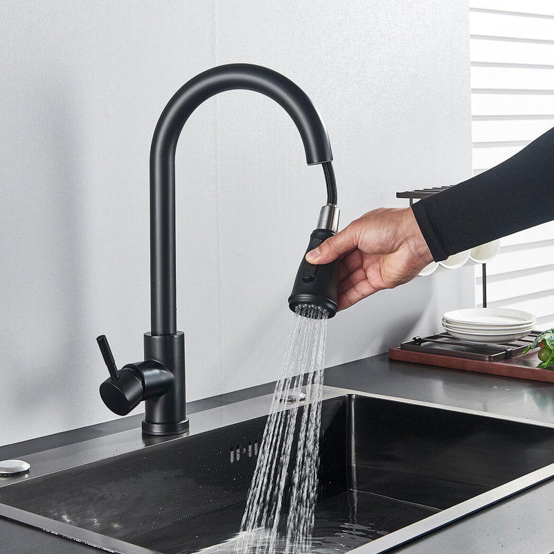 Robinet de cuisine noir avec douchette extractible et robinet de cuisine
