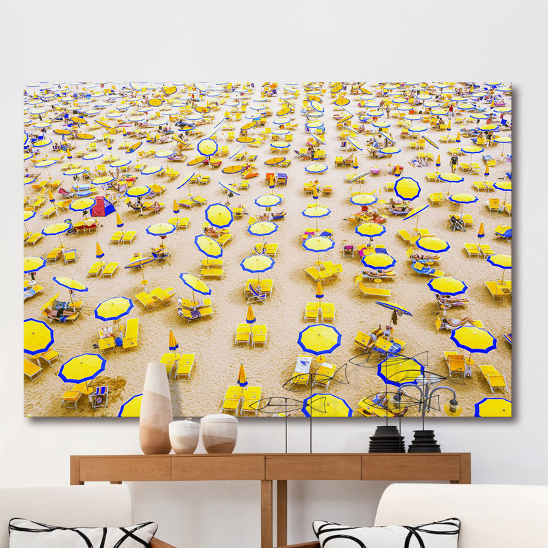 " Yellow Umbrellas " by Marmont Hill, 30" H x 45" W x 1.5" D