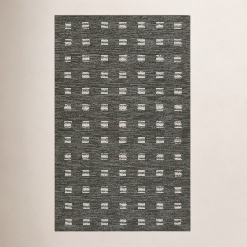 Lanora Hand Tufted Wool Geometric Rug, Rectangle 5' x 8'