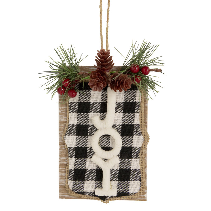 Ornement en forme de pomme de pin 4,75 "noir et blanc"