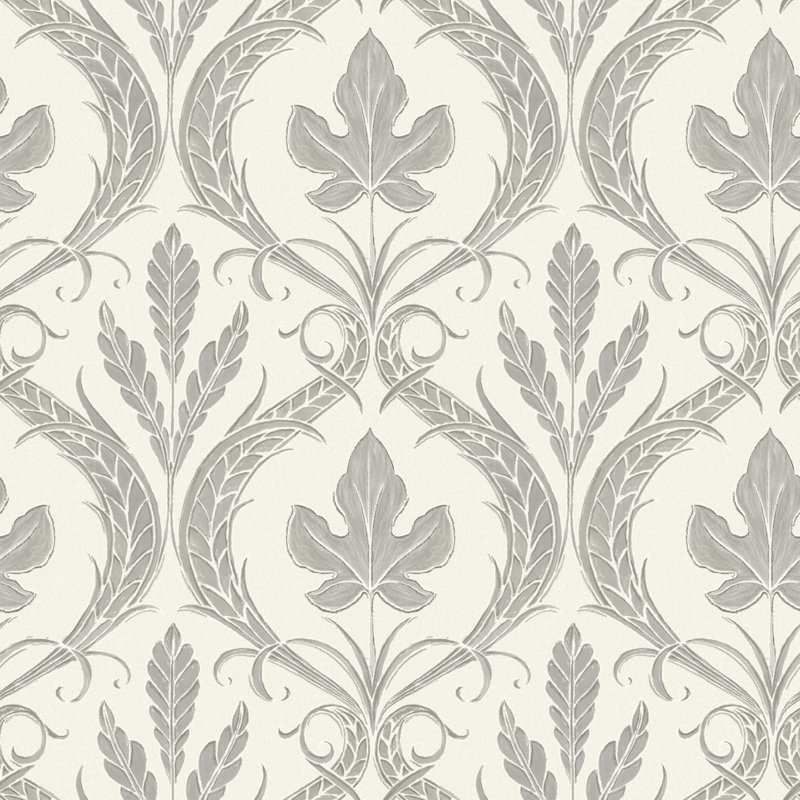 Damask Double Roll, Gray/Beige