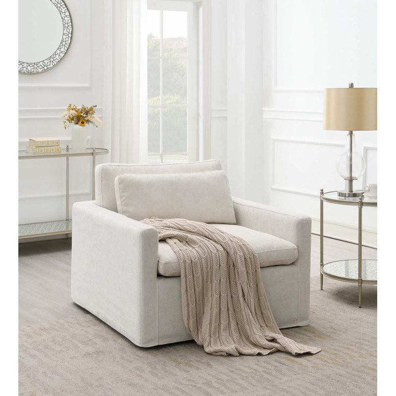 Chaise pivotante avec coussin, Ivoire ivoire